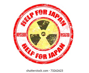 Red grunge rubber stamp with the text help for Japan written inside the stamp, vector illustration