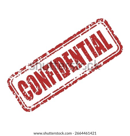 Red grunge rubber stamp with text CONFIDENTIAL, vector isolated design for secure documents and labels.