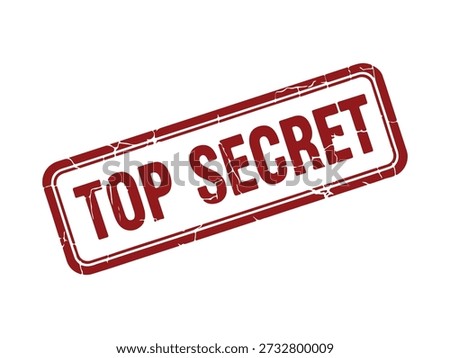 Red grunge rubber stamp with top secret text. Confidential information concept. Classified document icon design.