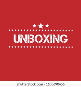 Red grunge rubber stamp with word unboxing inside,vector illustration