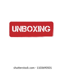 Red grunge rubber stamp with word unboxing inside,vector illustration