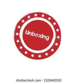 Red grunge rubber stamp with word unboxing inside,vector illustration