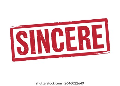 Carimbo vermelho grunge com a palavra Sincere. Isolado no fundo branco. Ilustração vetorial.
