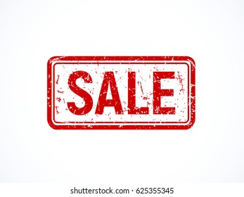 Red grunge sale stamp, old fashioned icon for print and web. Vector illustration.
