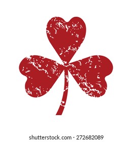 Red grunge shamrock logo on a white background. Vector illustration