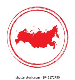 Rote Grunge-Stempel-Kreis Vektorkarte von Russland