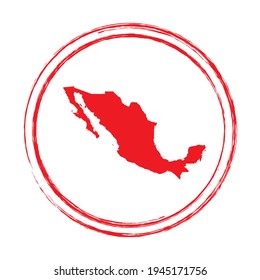 Mapa vectorial del círculo de la estampilla de grunge roja de México
