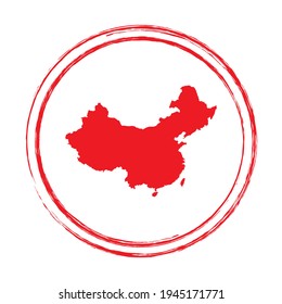 Mapa vectorial del círculo de la estampilla roja en China