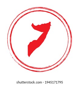 Red grunge stamp circle vector map of Somalia