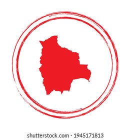 Red grunge stamp circle vector map of Bolivia