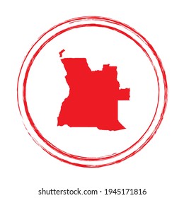Mapa vectorial del círculo de la estampilla roja de Angola