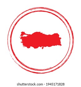 Mapa vectorial del círculo de la estampilla roja de grifo en Turquía