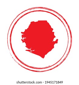 Red grunge stamp circle vector map of Sierra Leone