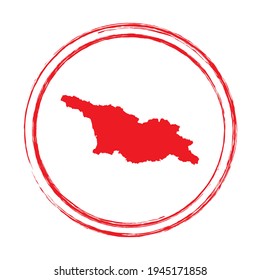 Mapa vectorial del círculo de la estampilla roja grunge de Georgia
