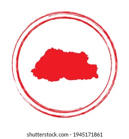 Red grunge stamp circle vector map of Bhutan