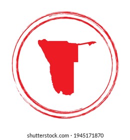 Red grunge stamp circle vector map of Namibia