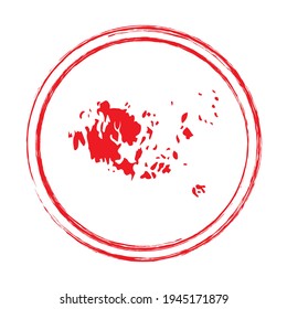 Red grunge stamp circle vector map of Aland Islands
