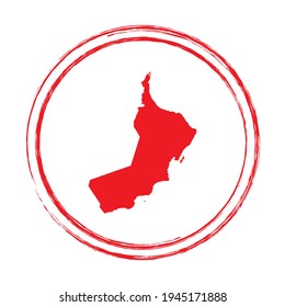 Mapa vectorial del círculo de estampado de grunge rojo de Omán