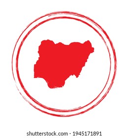 Red grunge stamp circle vector map of Nigeria