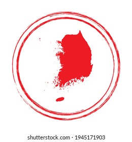 Mapa vectorial del círculo de la estampilla roja de Corea del Sur