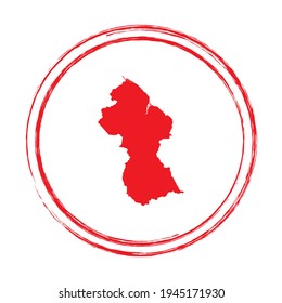 Mapa vectorial del círculo de la estampilla de grunge roja de Guyana