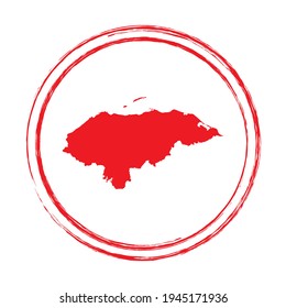 Red grunge stamp circle vector map of Honduras