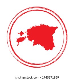 Red grunge stamp circle vector map of Estonia