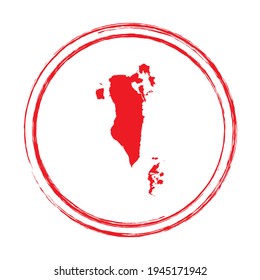Red grunge stamp circle vector map of Bahrain