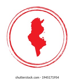 Rote Grunge-Stempel-Kreis, Vektorkarte Tunesiens