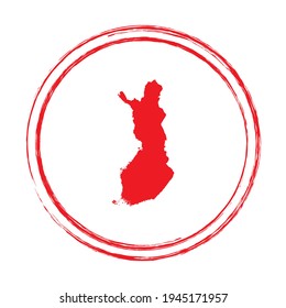 Red grunge stamp circle vector map of Finland