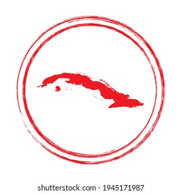 Mapa vectorial del círculo de la estampilla de grunge roja de Cuba