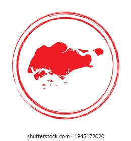 Mapa vectorial del círculo de la estampilla roja de Singapur