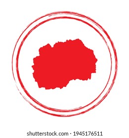 Red grunge stamp circle vector map of Macedonia