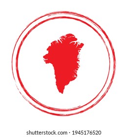 Red grunge stamp circle vector map of Greenland