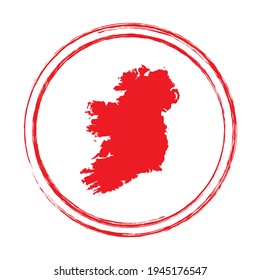 Mapa vectorial del círculo de la estampilla roja de Irlanda