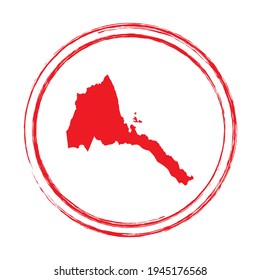 Red grunge stamp circle vector map of Eritrea