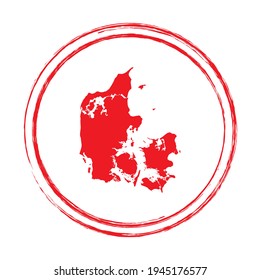 Rotgrunge-Stempel-Kreis, Vektorkarte Dänemarks