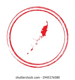 Red grunge stamp circle vector map of Palau