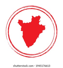 Red grunge stamp circle vector map of Burundi