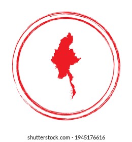 Rote Grunge-Stempel-Kreis, Vektorkarte von Myanmar