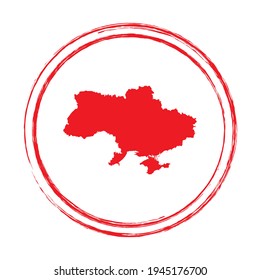 Rote Grunge-Stempel-Kreis Vektorkarte der Ukraine