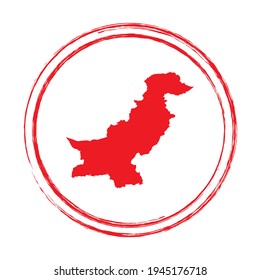 Mapa vectorial del círculo de la estampilla roja en Pakistán