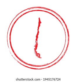 Mapa vectorial del círculo de estampado de grunge rojo en Chile