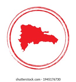 Red grunge stamp circle vector map of Dominican Republic
