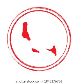 Red grunge stamp circle vector map of Comoros