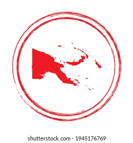 Red grunge stamp circle vector map of Papua New Guinea