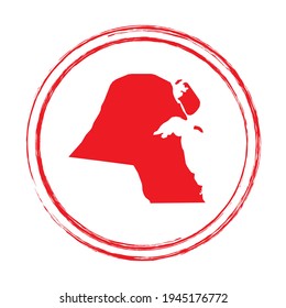 Red grunge stamp circle vector map of Kuwait