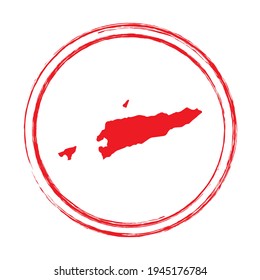 Red grunge stamp circle vector map of East Timor