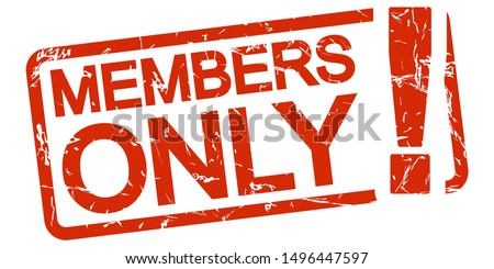 red grunge stamp with frame, big exclamation mark and text MEMBERS ONLY!