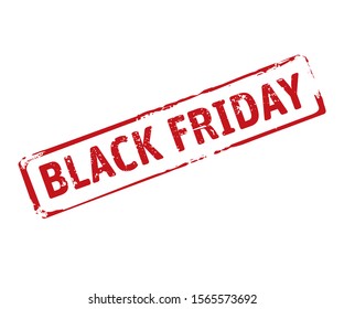Red grunge stamp and text Black Friday. Vector outline graphic.